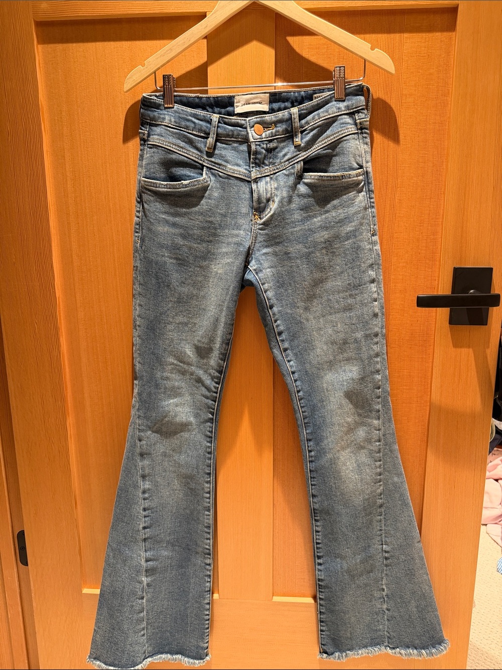 Dear John Light Wash Rosa Flare Jeans Raw Hem 26